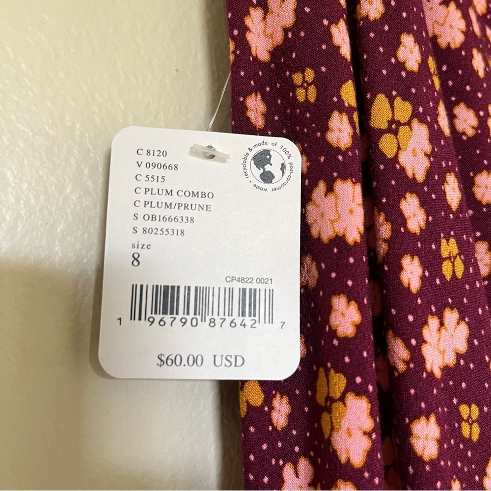 Free People IRL Mini Skirt Floral Print Plum Combo Size 8 - Picture 4 of 5